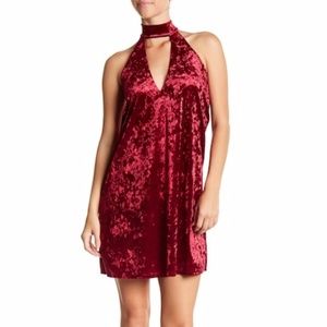 Whyte Eyelash Velvet High-Neck Shift Dress